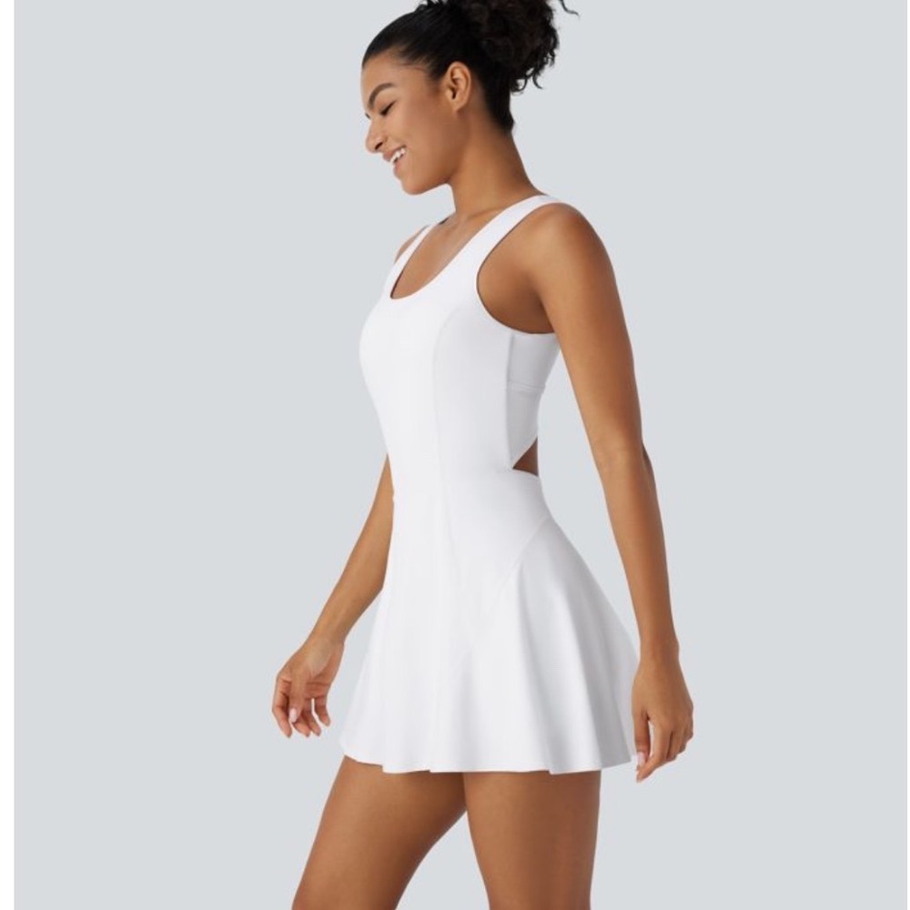 Halara SoftlyZero Airy U Neck 2-in-1 Pocket Mini InstantCool white Dress med